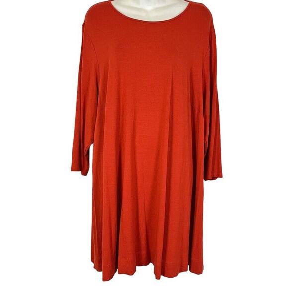 J Jill Wearever Collection Womens Dark Orange Pullover Longline Top Shirt sz 2X - Picture 1 of 15